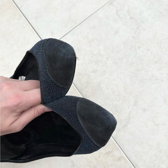 Brian Atwood BF Avignon Flats navy suede pointed toe flaws size 7.5 - Picture 6 of 7